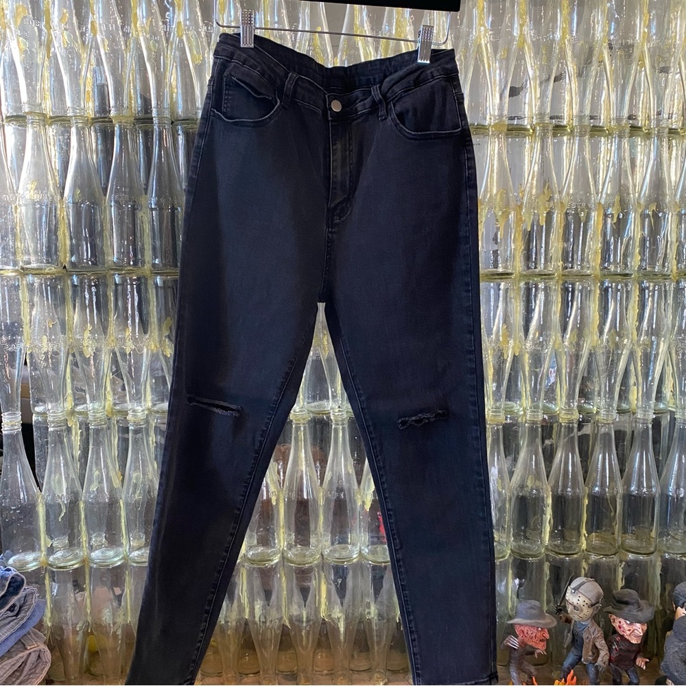 Black Distressed Skinny Jeans